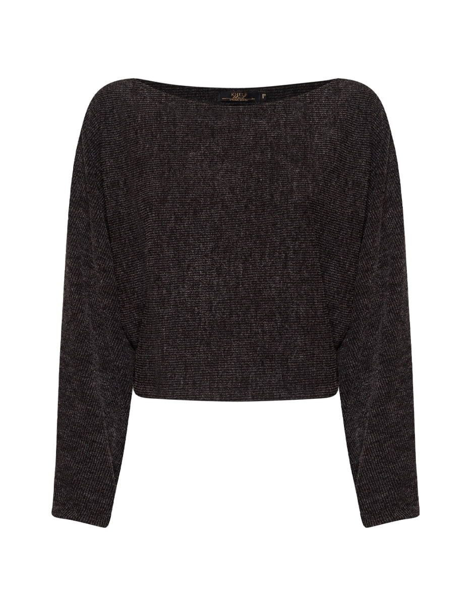 BLUSA TRICOT MANGA LONGA ABERTURA COSTAS MESCL PTO TAMANHO P